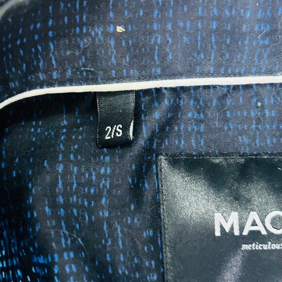 Maceeo Skull Print Button Down Dress Shirt Navy Blue Long Sleeve Small OOAK - Picture 6 of 9